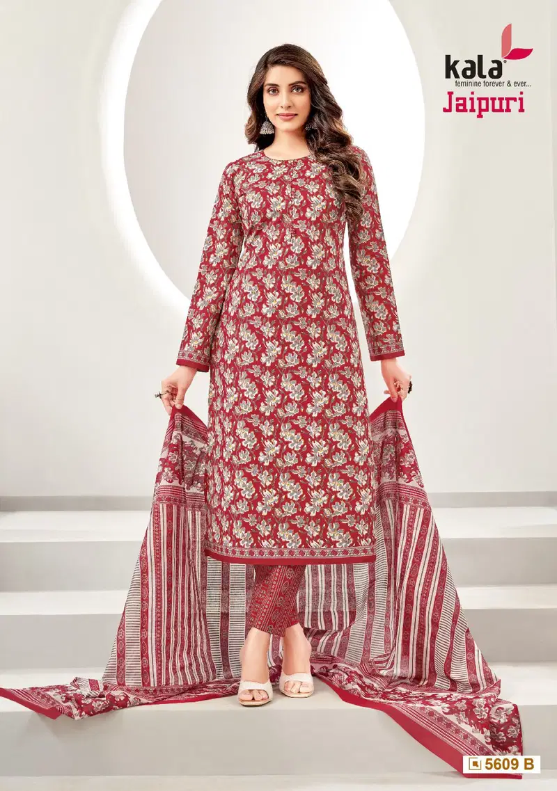 Jaipuri Vol 4 By Kala 5601 To 5612 Printed Cotton Dress Material Wholesale Market In Surat
